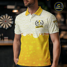 Load image into Gallery viewer, Personalized Yellow Funny Darts And Beer Men's Dart Shirts, Darts Team Jersey Polo &amp; 1/4 Zip TDM5509