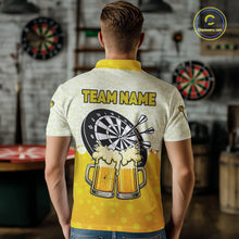 Load image into Gallery viewer, Personalized Yellow Funny Darts And Beer Men's Dart Shirts, Darts Team Jersey Polo &amp; 1/4 Zip TDM5509