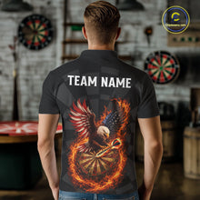 Load image into Gallery viewer, Personalized Fire Flame US Flag Eagle Darts Shirt For Men Custom Darts Jersey Team Polo &amp; 1/4 Zip TDM5760