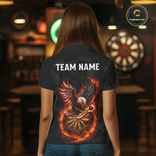 Load image into Gallery viewer, Personalized Fire Flame US Flag Eagle Darts Shirt For Women Custom Darts Jersey Team Polo &amp; 1/4 Zip TDM5760