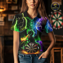 Load image into Gallery viewer, Colorful Lightning Dragon Darts Shirt For Women Custom Darts League Jersey Team Polo &amp; 1/4 Zip TDM5761