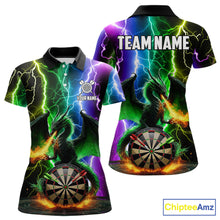 Load image into Gallery viewer, Colorful Lightning Dragon Darts Shirt For Women Custom Darts League Jersey Team Polo &amp; 1/4 Zip TDM5761