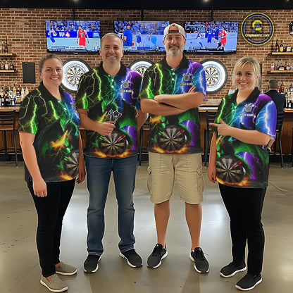 Colorful Lightning Dragon Darts Shirt For Women Custom Darts League Jersey Team Polo & 1/4 Zip TDM5761