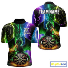 Load image into Gallery viewer, Colorful Lightning Dragon Darts Shirt For Men Custom Darts League Jersey Team Polo &amp; 1/4 Zip TDM5761