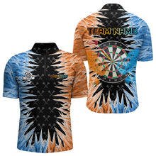 Load image into Gallery viewer, Blue And Orange Icy Men Dart Shirt With Pocket Option Custom Dart Jersey TDM3757