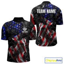 Load image into Gallery viewer, American Flag Smoke 8 Ball Billiard Shirts For Men Custom Patriotic Billiard Pool Team Jerseys TDM4028