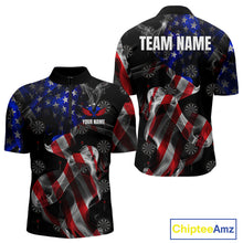 Load image into Gallery viewer, Custom Men&#39;s Dart Shirt With Pocket Option, US Flag Smoke Darts Team Jersey TDM4029