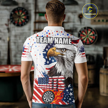 Load image into Gallery viewer, American Flag Eagle Dart Shirt For Men – 3D Dartboard Fire Flame Custom Patriotic Dart Team Jersey TDM4036