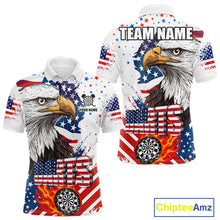 Load image into Gallery viewer, American Flag Eagle Dart Shirt For Men – 3D Dartboard Fire Flame Custom Patriotic Dart Team Jersey TDM4036