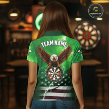 Load image into Gallery viewer, Green Lightning American Flag Eagle Dart Shirt With Pocket Option For Women TDM6552
