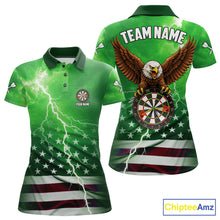 Load image into Gallery viewer, Green Lightning American Flag Eagle Dart Shirt With Pocket Option For Women TDM6552