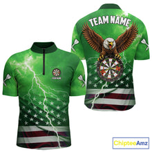 Load image into Gallery viewer, Green Lightning American Flag Eagle Dart Shirt With Pocket Option For Men TDM6552