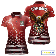 Load image into Gallery viewer, Red Lightning American Flag Eagle Dart Shirt With Pocket Option For Women TDM6553