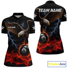 Load image into Gallery viewer, Red Flaming Eagle 8 Ball Pool Billiard Shirts For Women Custom Billiard Team Jersey Polo &amp; 1/4 Zip TDM6560