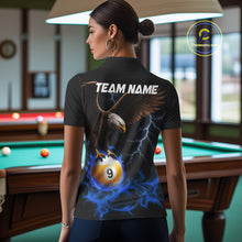 Load image into Gallery viewer, Blue Flaming Eagle 8 Ball &amp; 9 Ball Billiard Shirts For Women Custom Pool Team Jersey Polo &amp; 1/4 Zip TDM6561