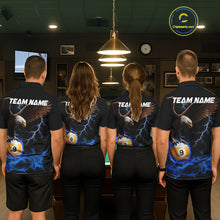Load image into Gallery viewer, Blue Flaming Eagle 8 Ball &amp; 9 Ball Billiard Shirts For Men Custom Pool Team Jersey Polo &amp; 1/4 Zip TDM6561