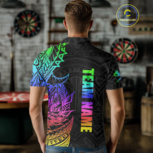 Load image into Gallery viewer, Personalized Rainbow Tribal Darts Polo &amp; Quarter Zip Custom Darts Shirt For Men Darts Team Jersey TDM4827