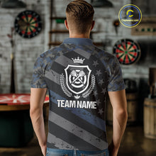 Load image into Gallery viewer, Blue Camo American Flag Darts Jersey For Men Custom Grunge Darts Shirt Team Polo &amp; Quarter Zip TDM5031