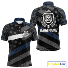 Load image into Gallery viewer, Blue Camo American Flag Darts Jersey For Men Custom Grunge Darts Shirt Team Polo &amp; Quarter Zip TDM5031