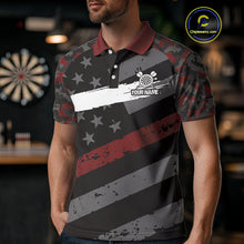 Load image into Gallery viewer, Red Camo American Flag Darts Jersey For Men Custom Grunge Darts Shirt Team Polo &amp; Quarter Zip TDM5032