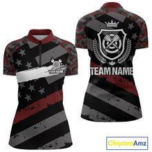 Load image into Gallery viewer, Red Camo American Flag Darts Jersey For Women Custom Grunge Darts Shirt Team Polo &amp; Quarter Zip TDM5032