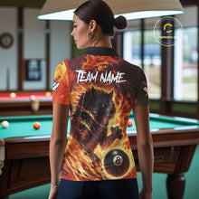 Load image into Gallery viewer, Orange Flaming Wolf 8 Ball Pool Billiard Shirt For Women Custom Billiard League Team Jersey TDM5252