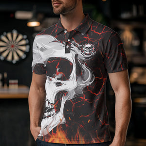 Personalized Red Fiery Crack Skull Dart Shirts Custom Scary Dart Shirts For Men Dart Jerseys TDM3267