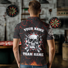 Load image into Gallery viewer, Personalized Red Fiery Crack Skull Dart Shirts Custom Scary Dart Shirts For Men Dart Jerseys TDM3267