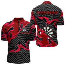 Load image into Gallery viewer, Personalized Black And Red Darts Polo &amp; Quarter Zip Custom Dart Shirts For Men Darts Team Jerseys TDM3459
