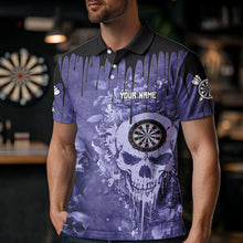 Load image into Gallery viewer, Custom Purple Gothic Skull Darts Shirts For Men, Personalized Cool Darts Team Jerseys Outfit TDM3463