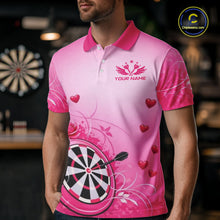 Load image into Gallery viewer, Personalized Pink Roses Darts Jersey For Men Custom Valentine Darts Shirts, Best Darts Gifts TDM5767