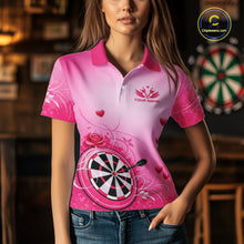 Load image into Gallery viewer, Personalized Pink Roses Darts Jersey For Women Custom Valentine Darts Shirts, Best Darts Gifts TDM5767