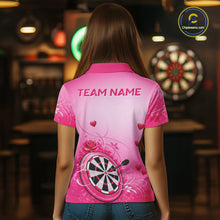 Load image into Gallery viewer, Personalized Pink Roses Darts Jersey For Women Custom Valentine Darts Shirts, Best Darts Gifts TDM5767