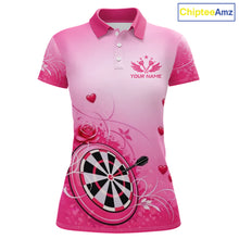 Load image into Gallery viewer, Personalized Pink Roses Darts Jersey For Women Custom Valentine Darts Shirts, Best Darts Gifts TDM5767