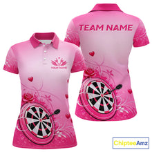 Load image into Gallery viewer, Personalized Pink Roses Darts Jersey For Women Custom Valentine Darts Shirts, Best Darts Gifts TDM5767