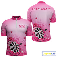 Load image into Gallery viewer, Personalized Pink Roses Darts Jersey For Men Custom Valentine Darts Shirts, Best Darts Gifts TDM5767