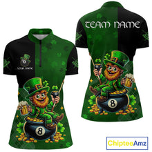 Load image into Gallery viewer, Custom St Patrick Day Leprechaun 8 Ball Billiard Shirt For Women, Shamrock Luckiest Pool Team Jersey TDM5768