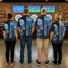 Load image into Gallery viewer, Blue Camo Skull American Flag Dart Shirt For Men Custom Patriotic Dart Jersey Team Polo &amp; 1/4 Zip TDM5772