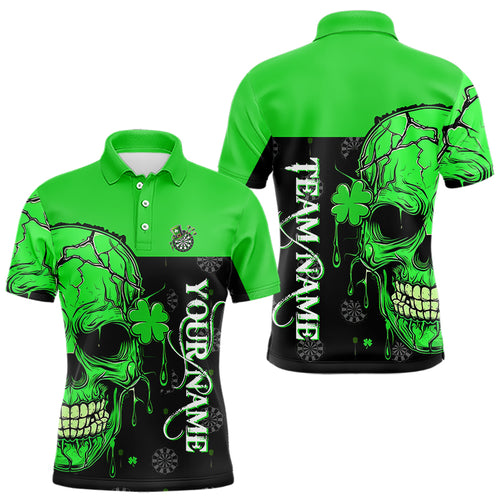 Personalized Green Shamrock Skull Dart Shirts For Men Custom Saint Patrick Day Dart Jerseys Outfit TDM3613