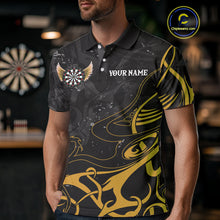 Load image into Gallery viewer, Yellow Black Custom Wings Darts Shirts For Men, Darts Jersey Pocket Option TDM4042