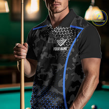 Load image into Gallery viewer, Black And Blue 8 Ball Pool Billiard Shirt For Men Custom Camo Billiard Team Jersey Polo &amp; 1/4 Zip TDM6567