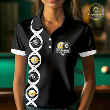 Load image into Gallery viewer, DNA Billiard 8 Ball &amp; 9 Ball Shirts For Women Custom Funny Pool Jerseys Team Polo &amp; 1/4 Zip |White TDM4392