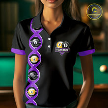 Load image into Gallery viewer, DNA Billiard 8 Ball &amp; 9 Ball Shirts For Women Custom Funny Pool Jerseys Team Polo &amp; 1/4 Zip |Purple TDM4393