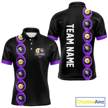 Load image into Gallery viewer, DNA Billiard 8 Ball &amp; 9 Ball Shirts For Men Custom Funny Pool Jerseys Team Polo &amp; 1/4 Zip |Purple TDM4393