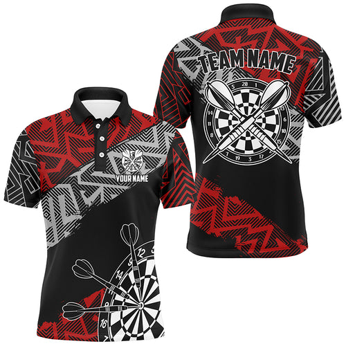 Custom Darts Shirts For Men Personalized Zig-Zag Pattern Dart Jerseys, Cool Darts Team Shirts |Red TDM2791