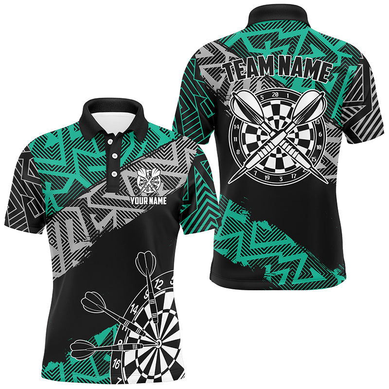 Custom Darts Shirts For Men Personalized Zig-Zag Pattern Dart Jerseys, Cool Dart Shirts |Turquoise TDM2792