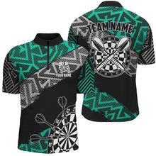 Load image into Gallery viewer, Custom Darts Shirts For Men Personalized Zig-Zag Pattern Dart Jerseys, Cool Dart Shirts |Turquoise TDM2792