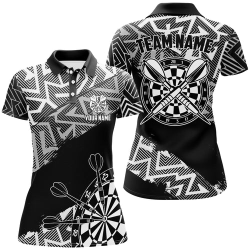 Custom Dart Shirts For Women Personalized Black White Zig-Zag Pattern Dart Jerseys, Cool Dart Shirts TDM2793