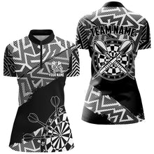 Load image into Gallery viewer, Custom Dart Shirts For Women Personalized Black White Zig-Zag Pattern Dart Jerseys, Cool Dart Shirts TDM2793