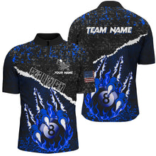 Load image into Gallery viewer, Funny Monster Hand Custom Fire Flame 8 Ball Billiard Shirts For Men, Grunge Billiard Jerseys |Blue TDM2795